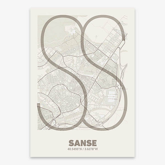 Decorative poster of San Sebastian de los Reyes – Ultra-fine typographic art