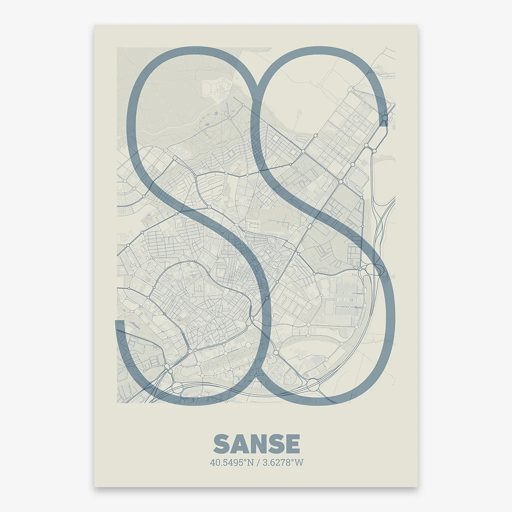 Decorative poster of San Sebastian de los Reyes – Ultra-fine typographic art