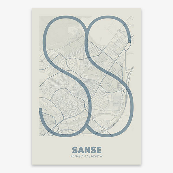 Decorative poster of San Sebastian de los Reyes – Ultra-fine typographic art