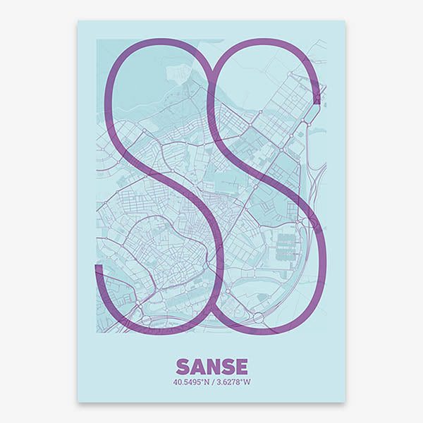 Decorative poster of San Sebastian de los Reyes – Ultra-fine typographic art