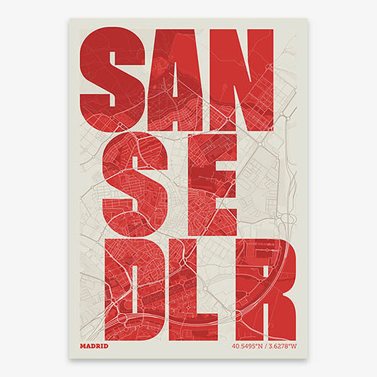 Creative print of Sanse – Graphic design and typography on a map