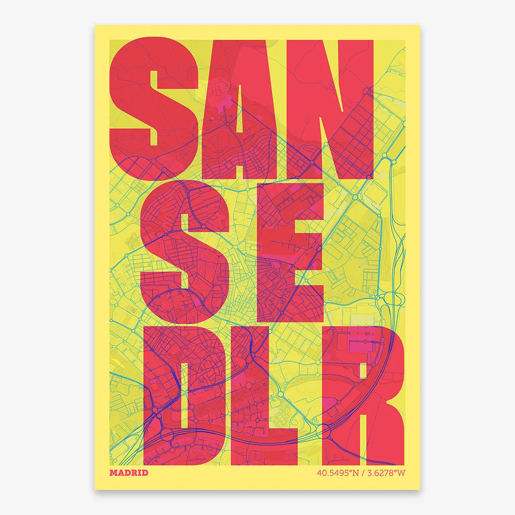 Creative print of Sanse – Graphic design and typography on a map