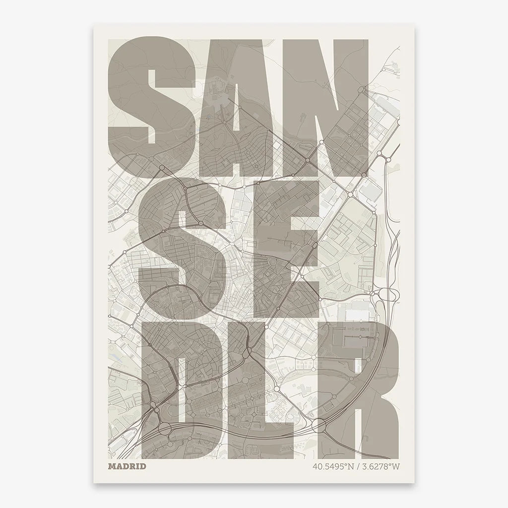 Creative print of Sanse – Graphic design and typography on a map