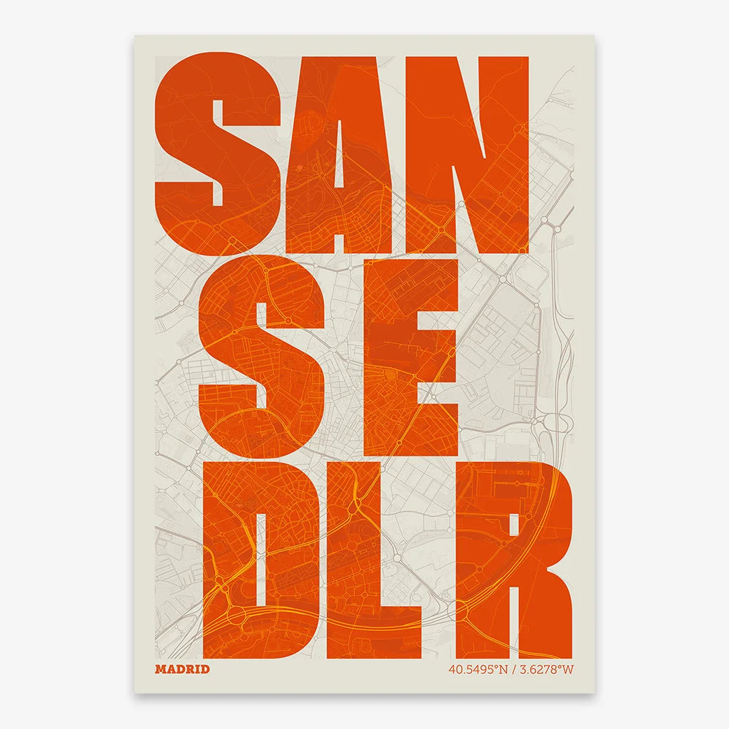 Creative print of Sanse – Graphic design and typography on a map