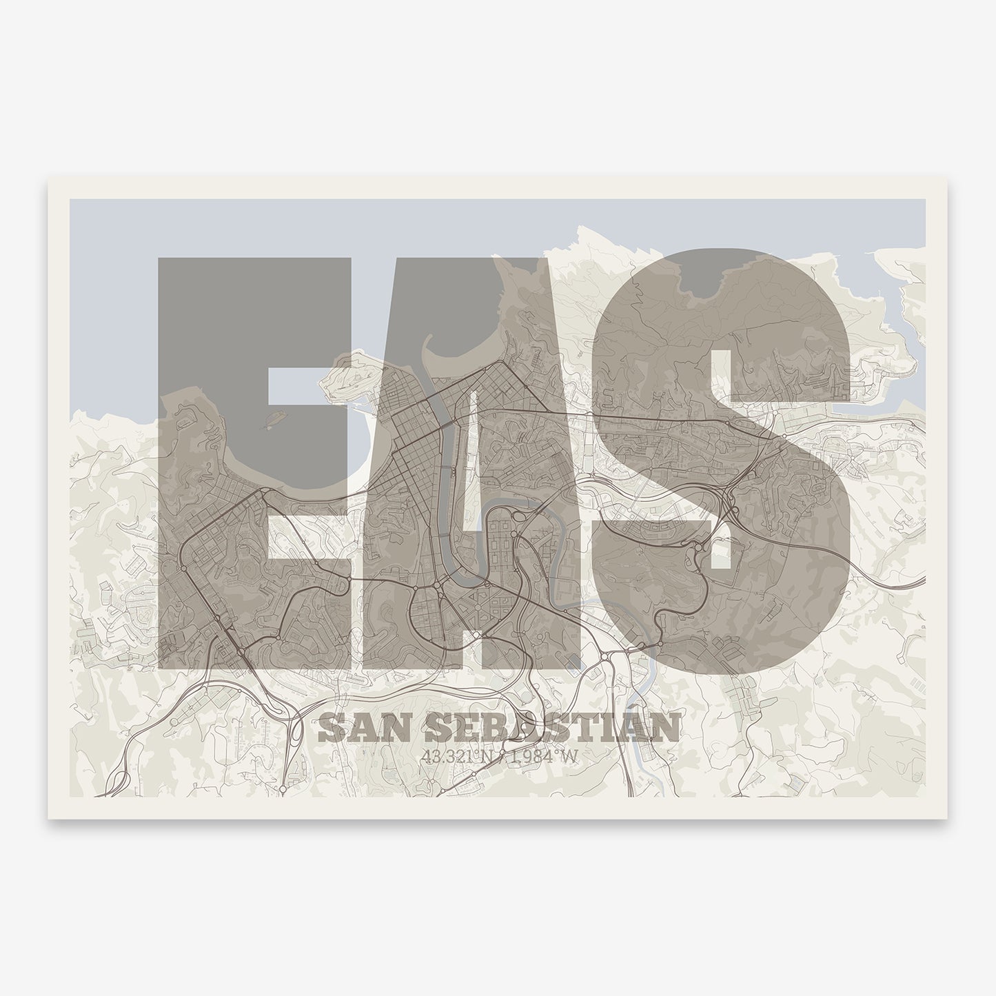 San Sebastian Map V02 Rustic / No Frame / No