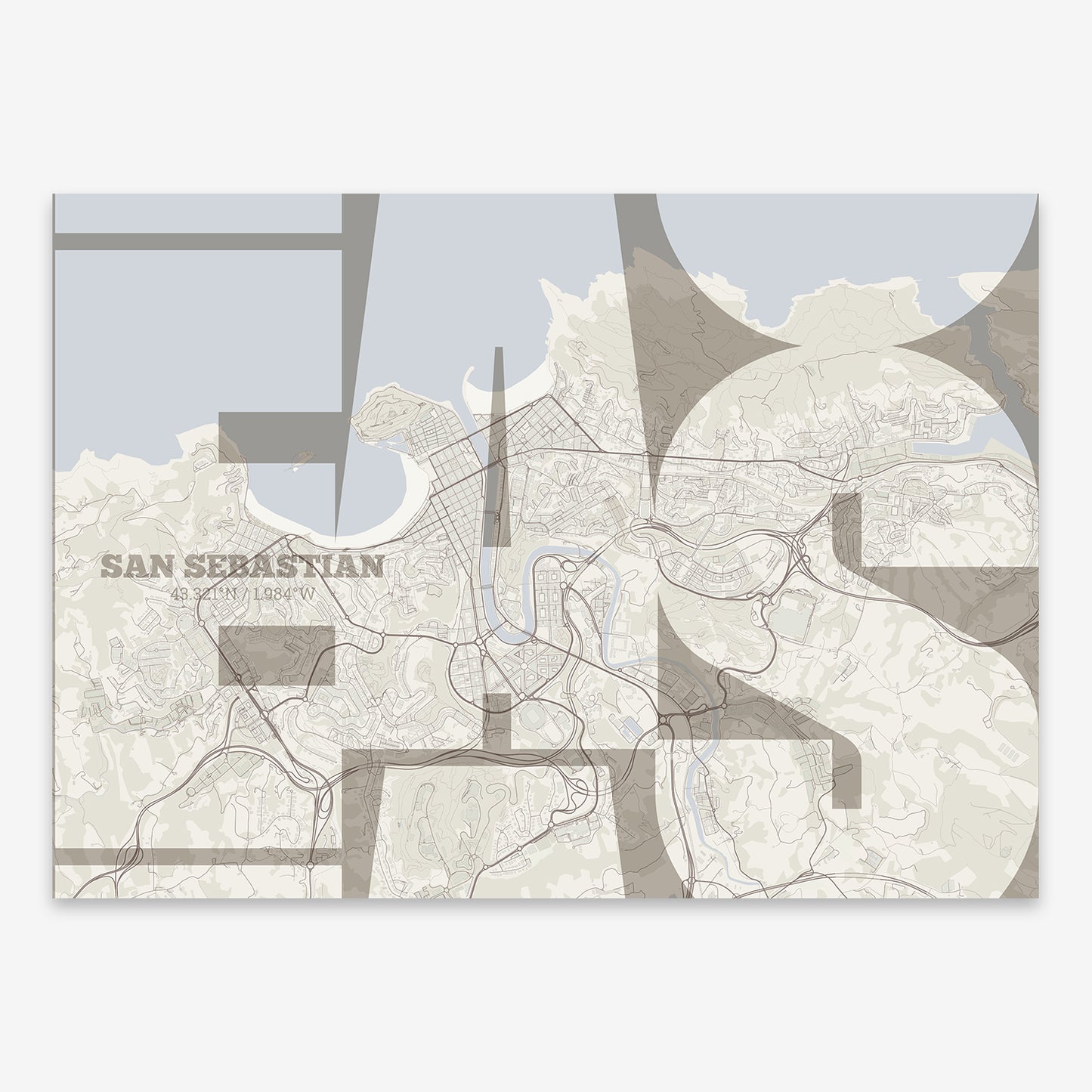 San Sebastian Map V03 Rustic / Frame / No