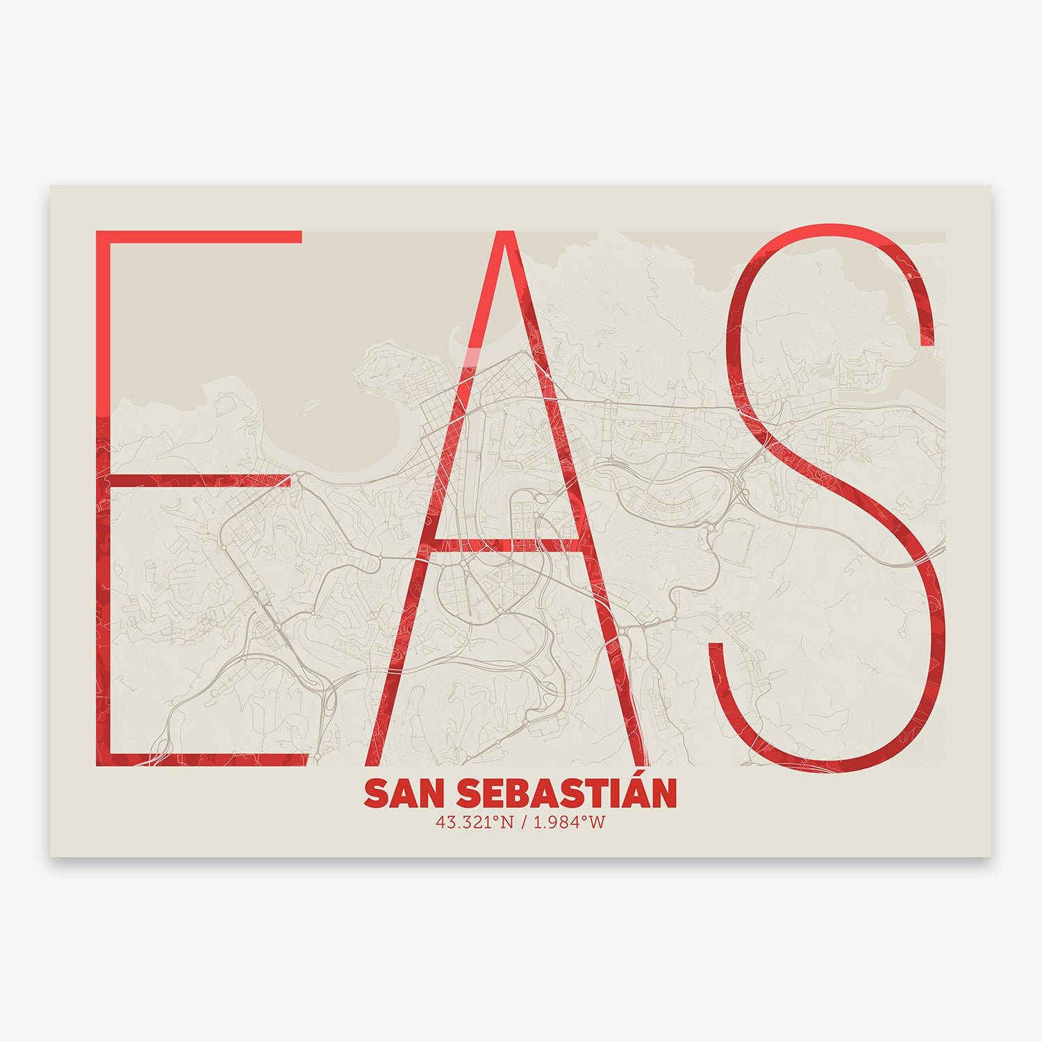 San Sebastian Map V07 Boho / No Frame / No