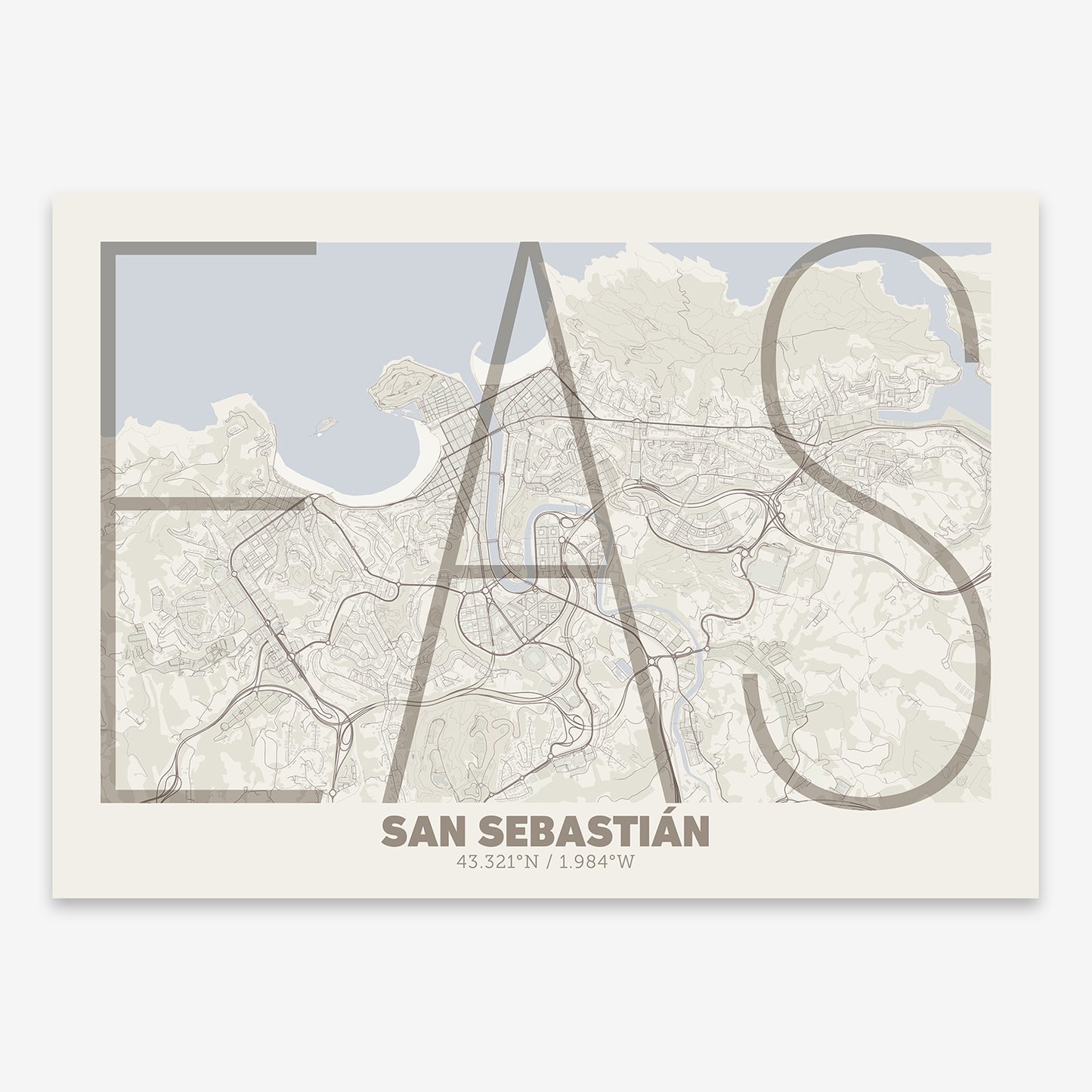 San Sebastian Map V07 Rustic / No Frame / No