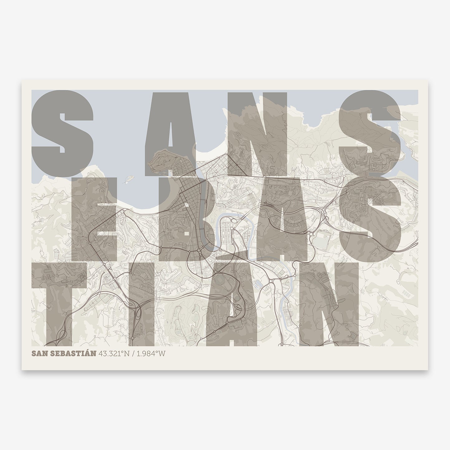 San Sebastian Map V08 Rustic / No Frame / No