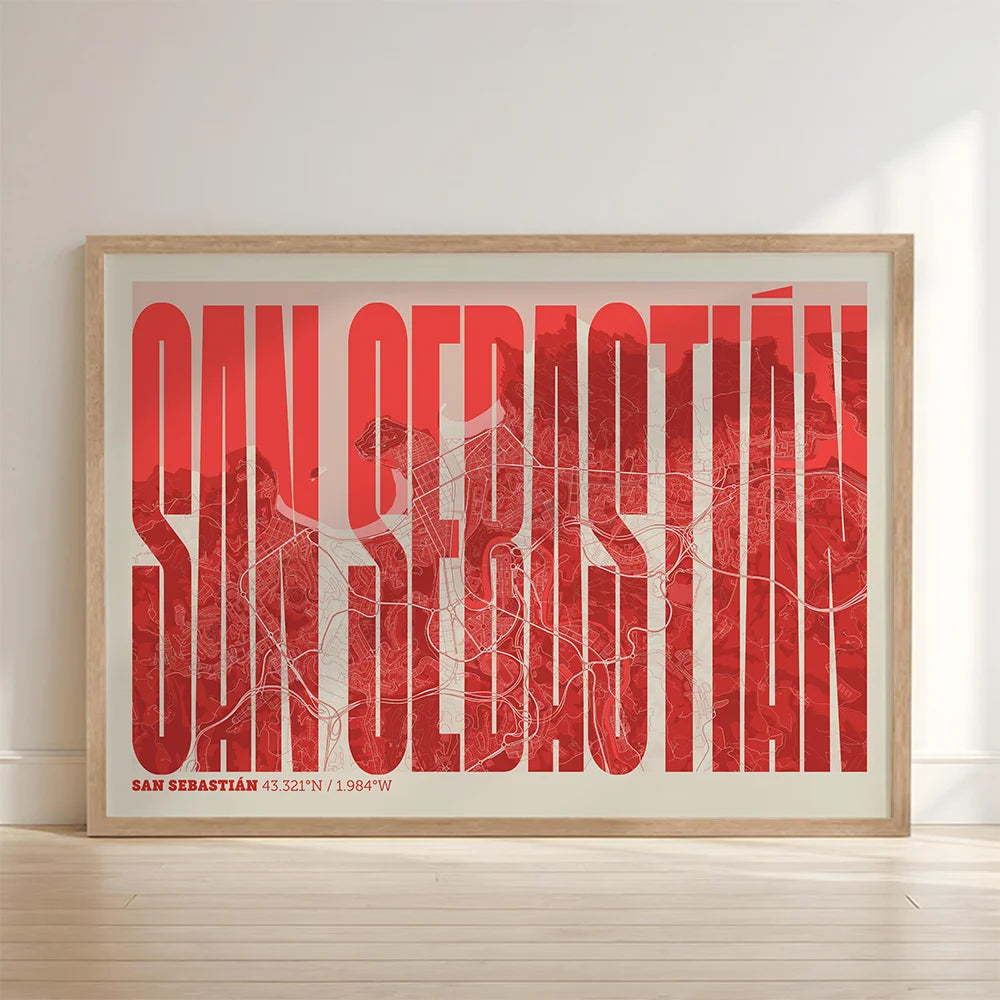 Graphic souvenir of San Sebastián – Contemporary typographic print