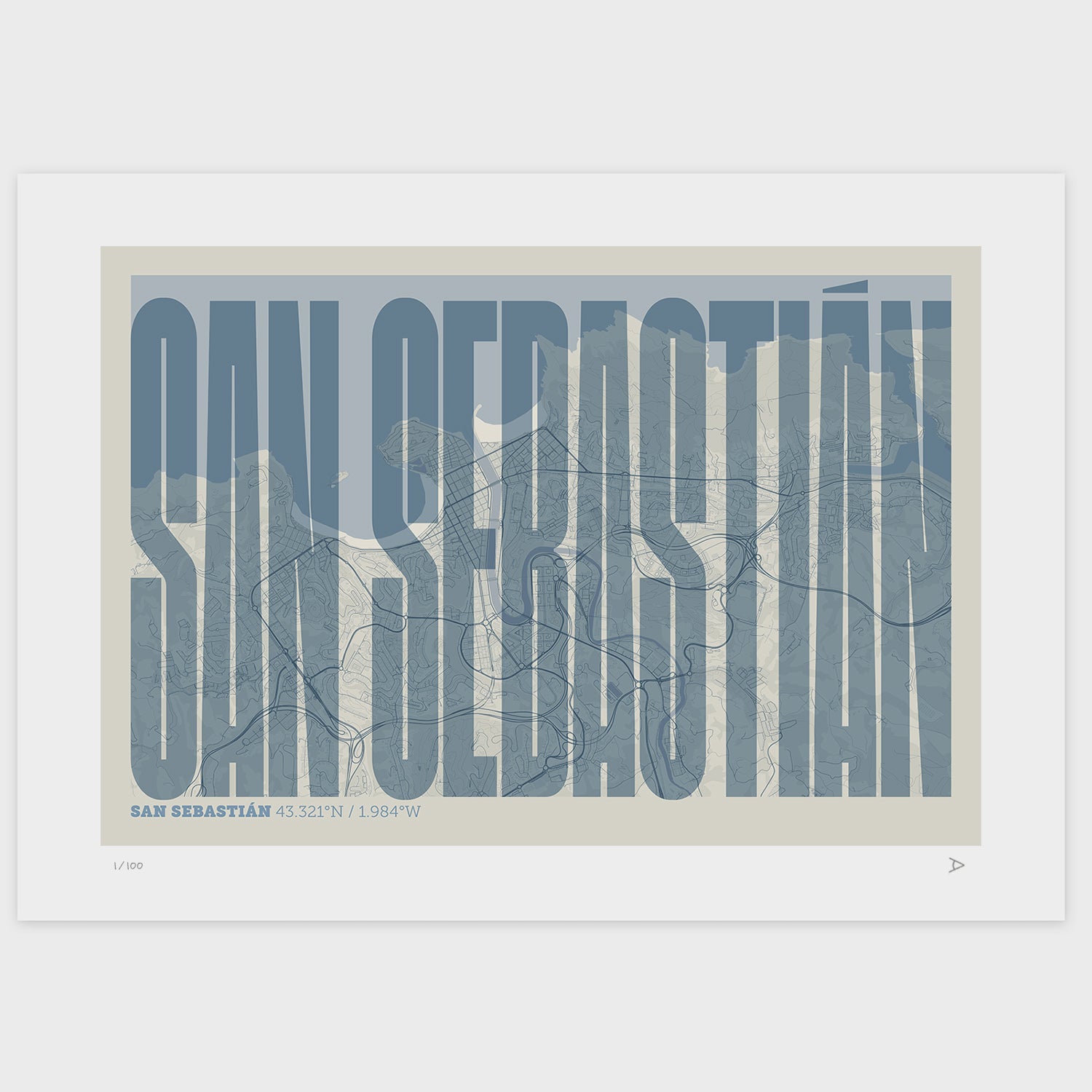 Lámina tipográfica de San Sebastián – diseño Extra Comprimida, sin marco sobre papel