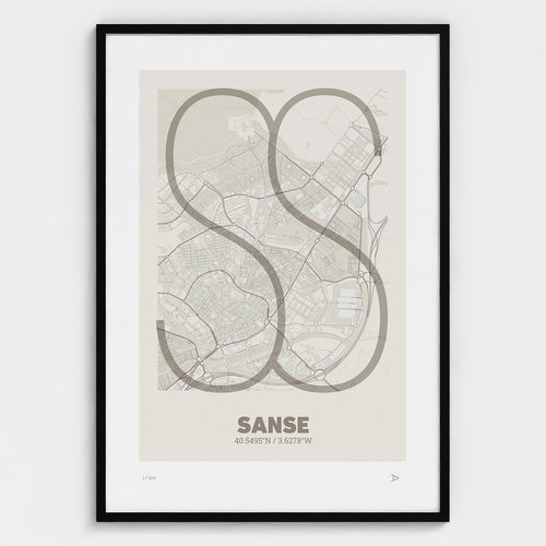 Lámina tipográfica de San Sebastián de los Reyes – diseño Ultrafina, marco negro