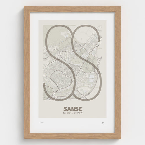 Lámina tipográfica de San Sebastián de los Reyes – diseño Ultrafina, marco de madera natural