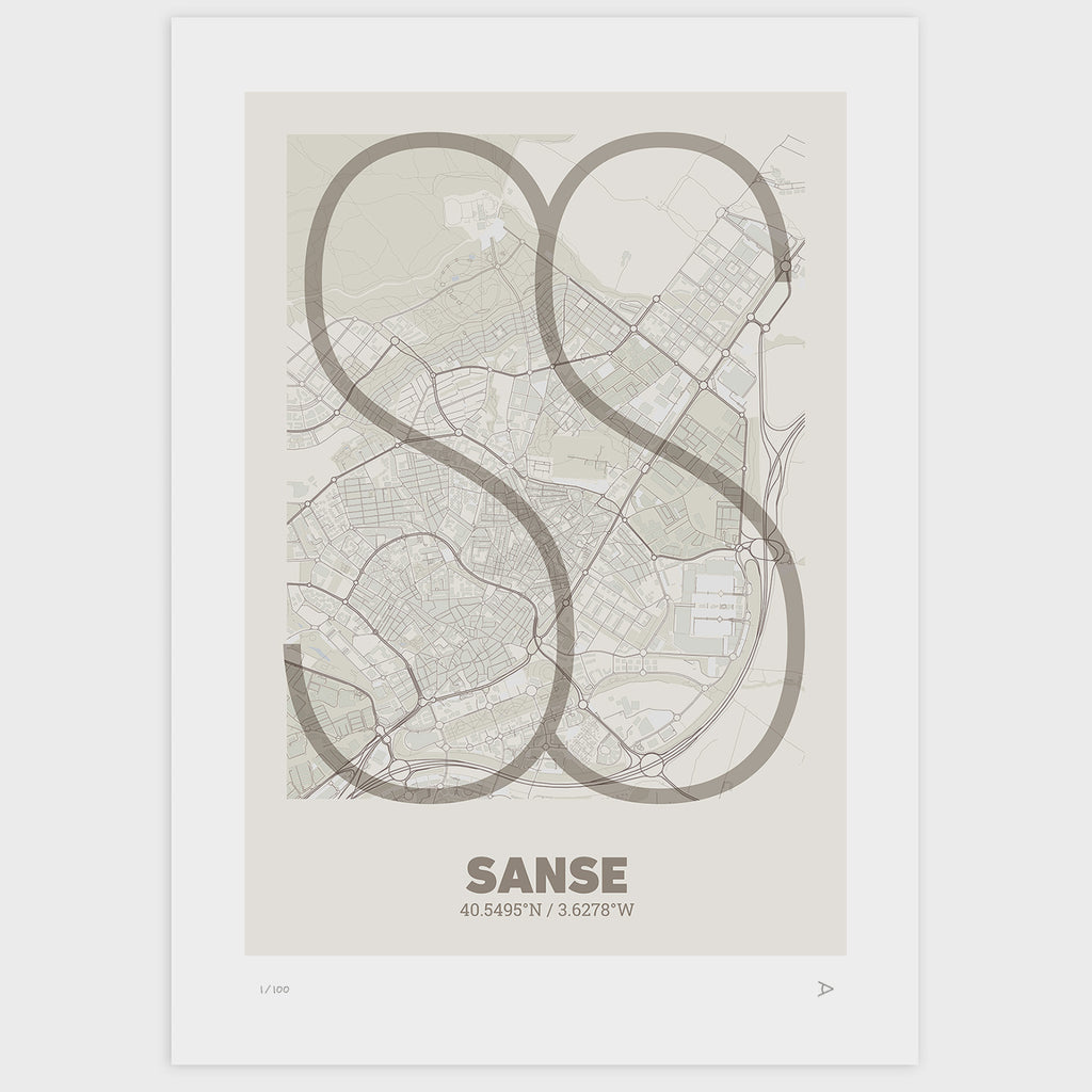 Lámina tipográfica de San Sebastián de los Reyes – diseño Ultrafina, sin marco sobre papel