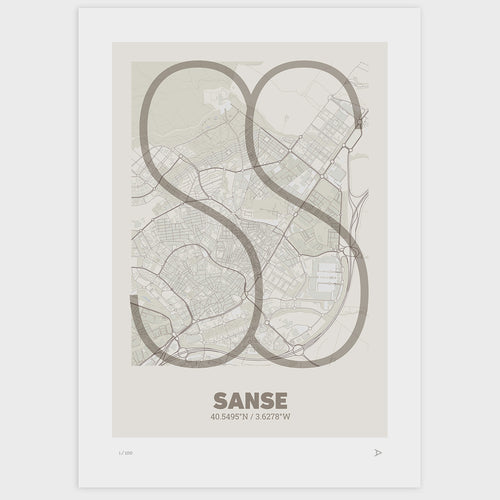 Lámina tipográfica de San Sebastián de los Reyes – diseño Ultrafina, sin marco sobre papel