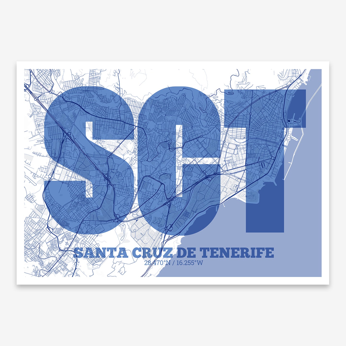 Santa Cruz de Tenerife Map V02 Med / Frame / No