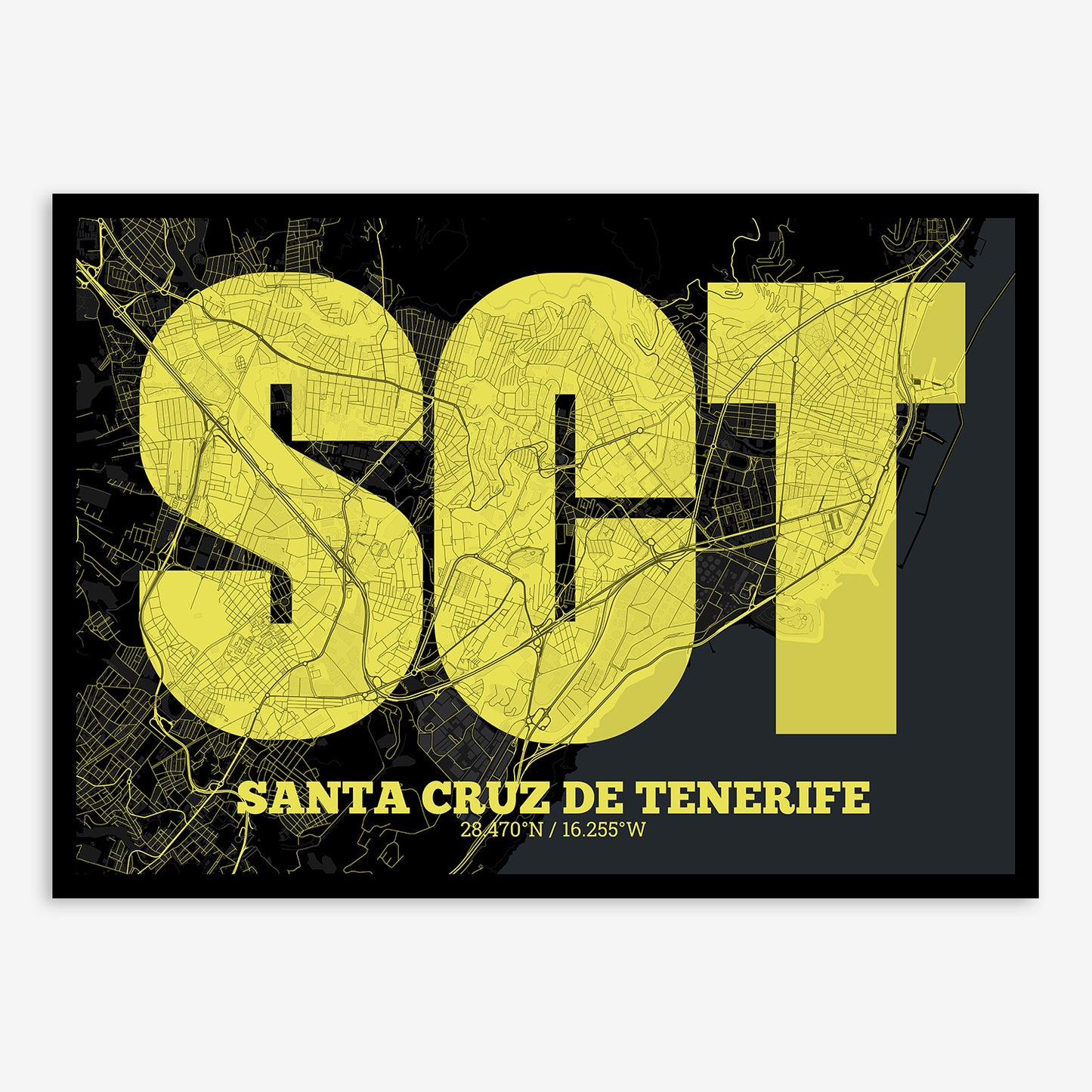 Santa Cruz de Tenerife Map V02 Night / No Frame / No