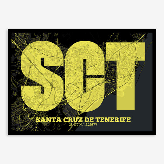 Santa Cruz de Tenerife Map V02 Night / Frame / Yes