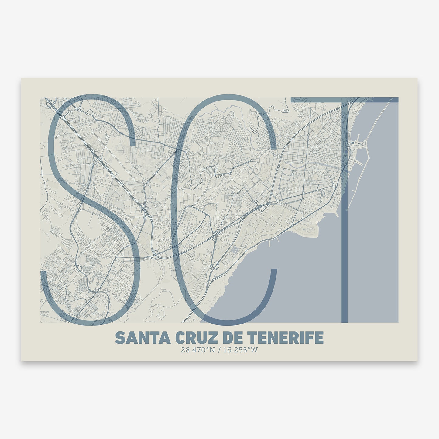 Santa Cruz de Tenerife Map V07 Seaside / No Frame / No