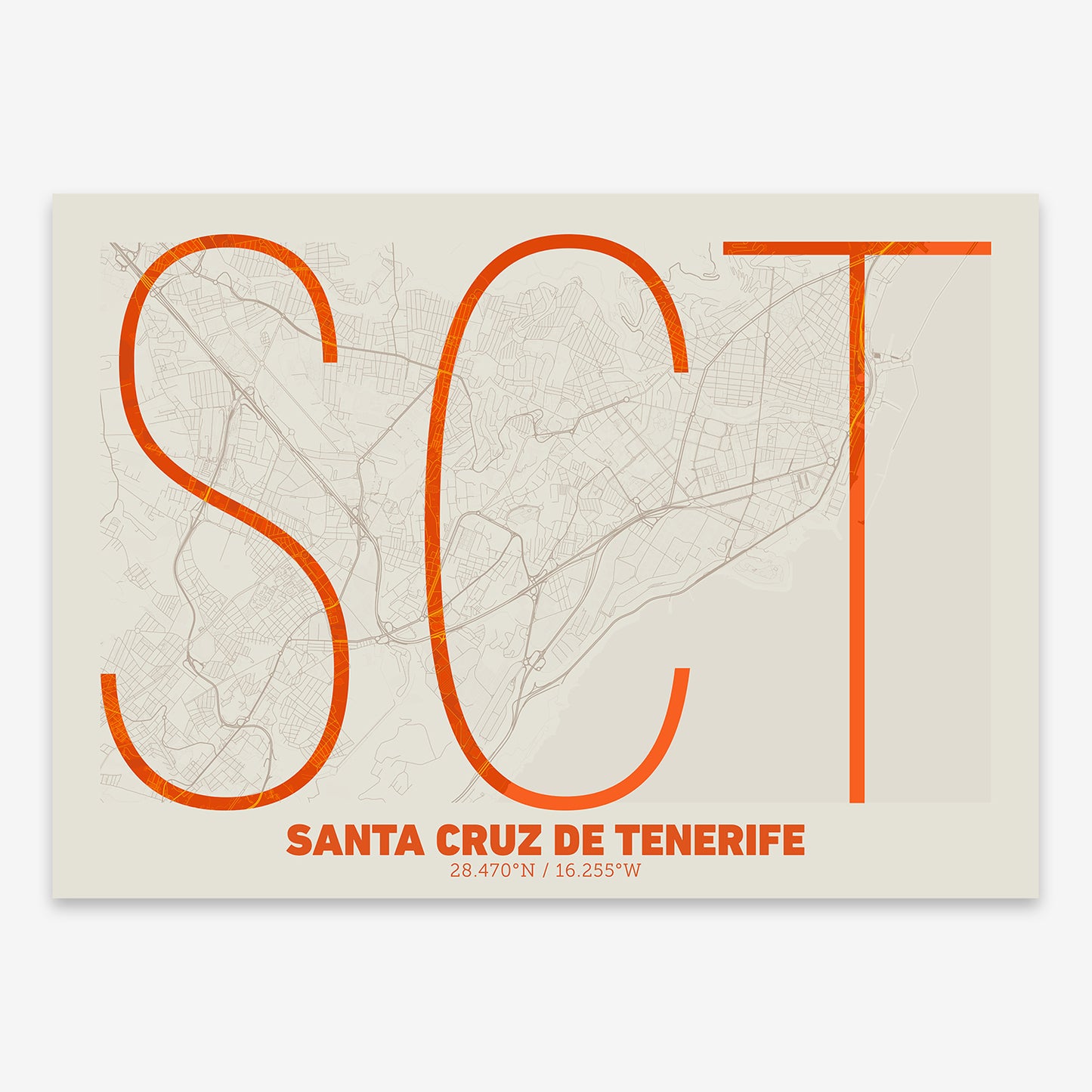 Santa Cruz de Tenerife Map V07 Tribal / Frame / No