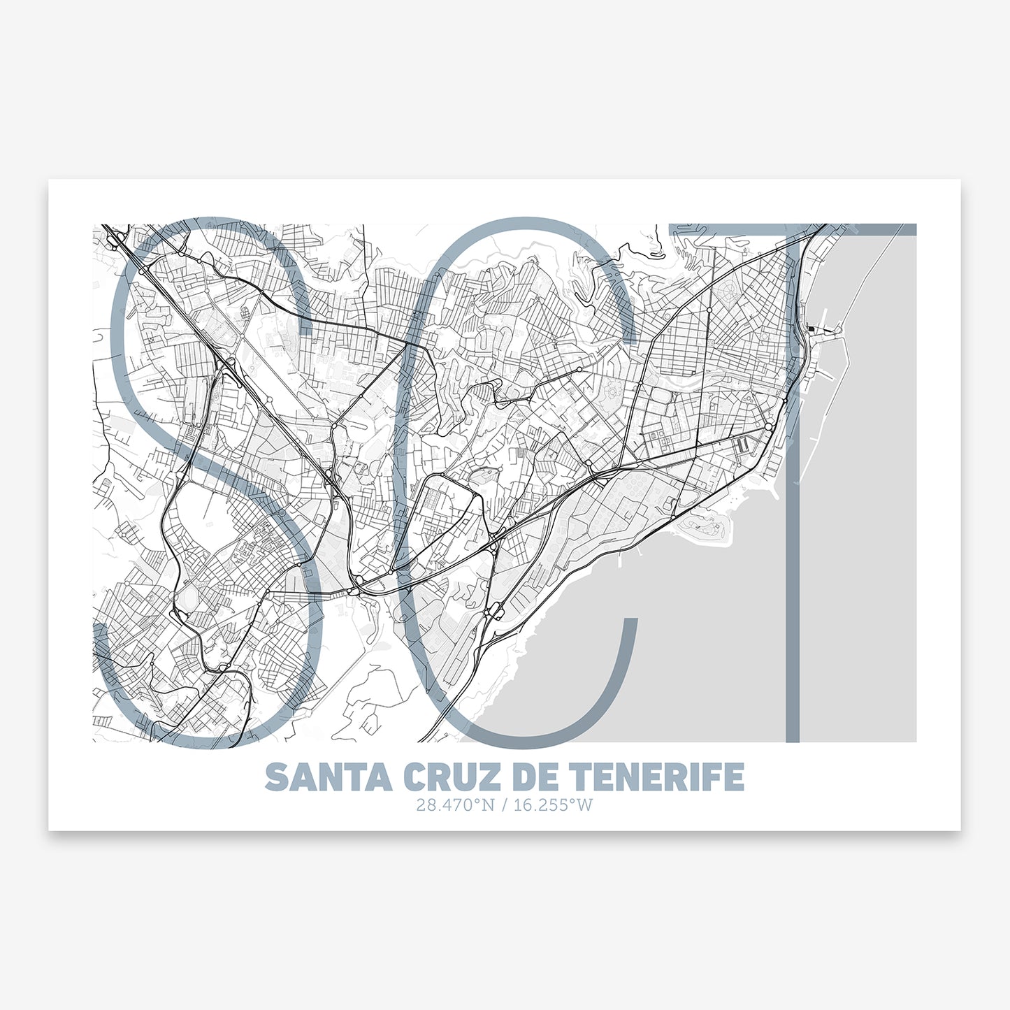 Santa Cruz de Tenerife Map V07 Urban / No Frame / No