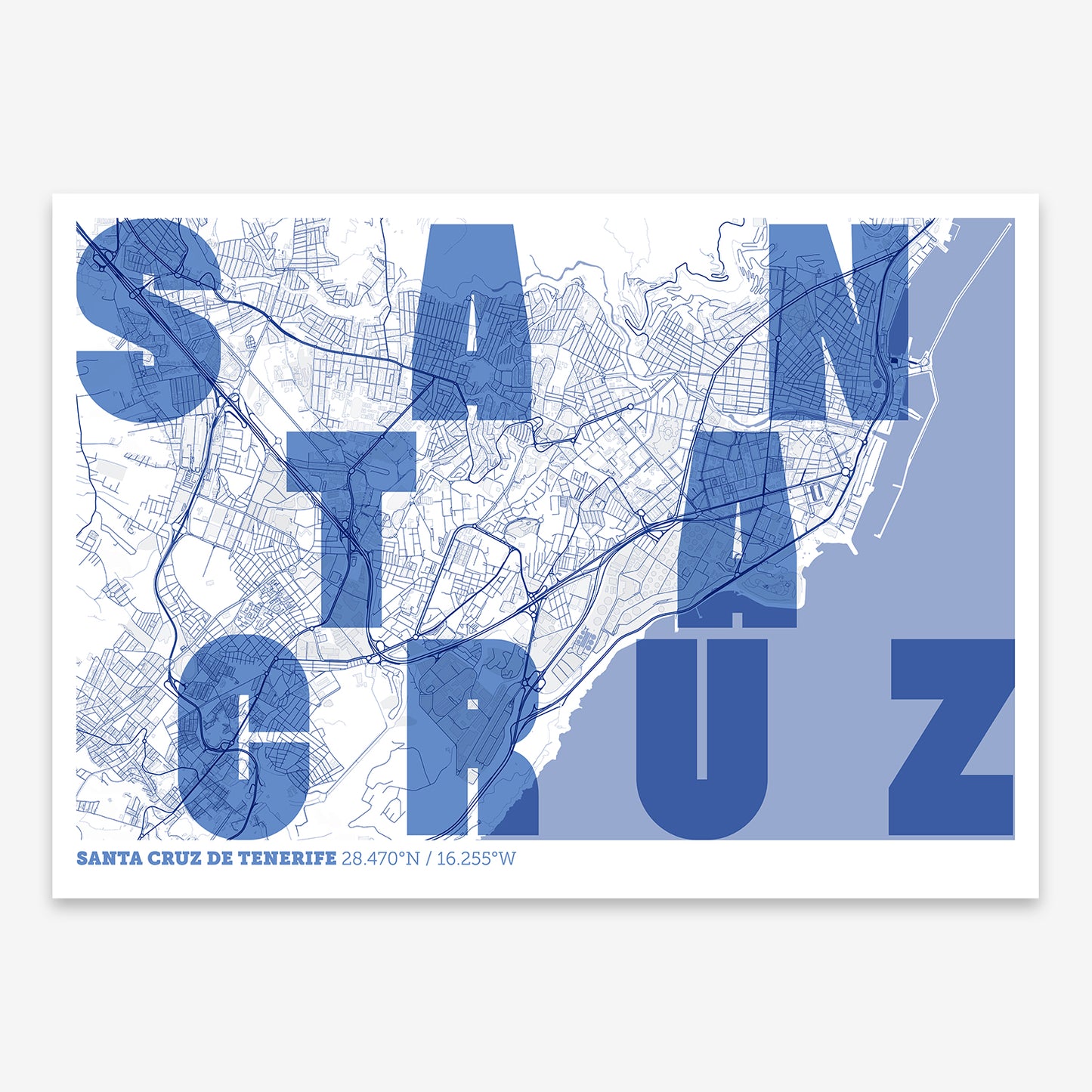 Santa Cruz de Tenerife Map V08 Med / Frame / Yes