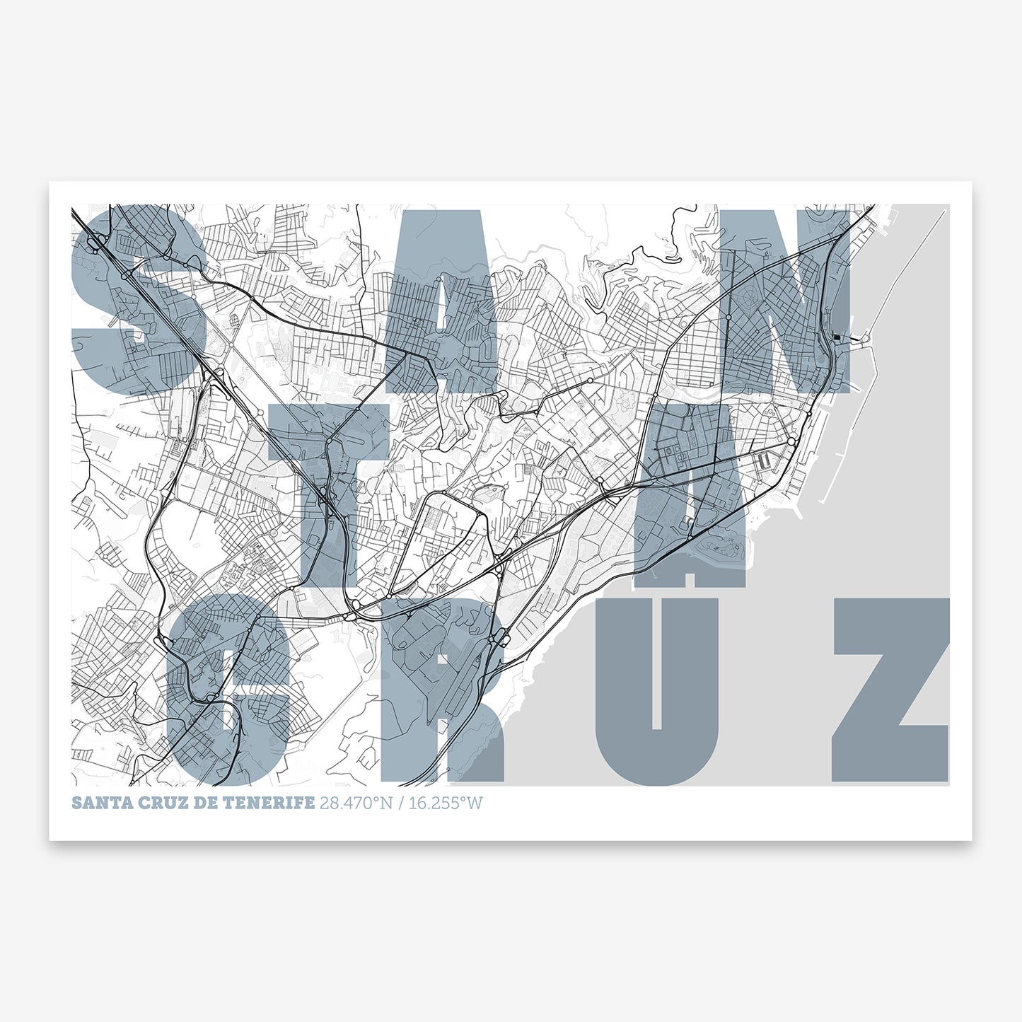 Santa Cruz de Tenerife Map V08 Urban / Frame / No