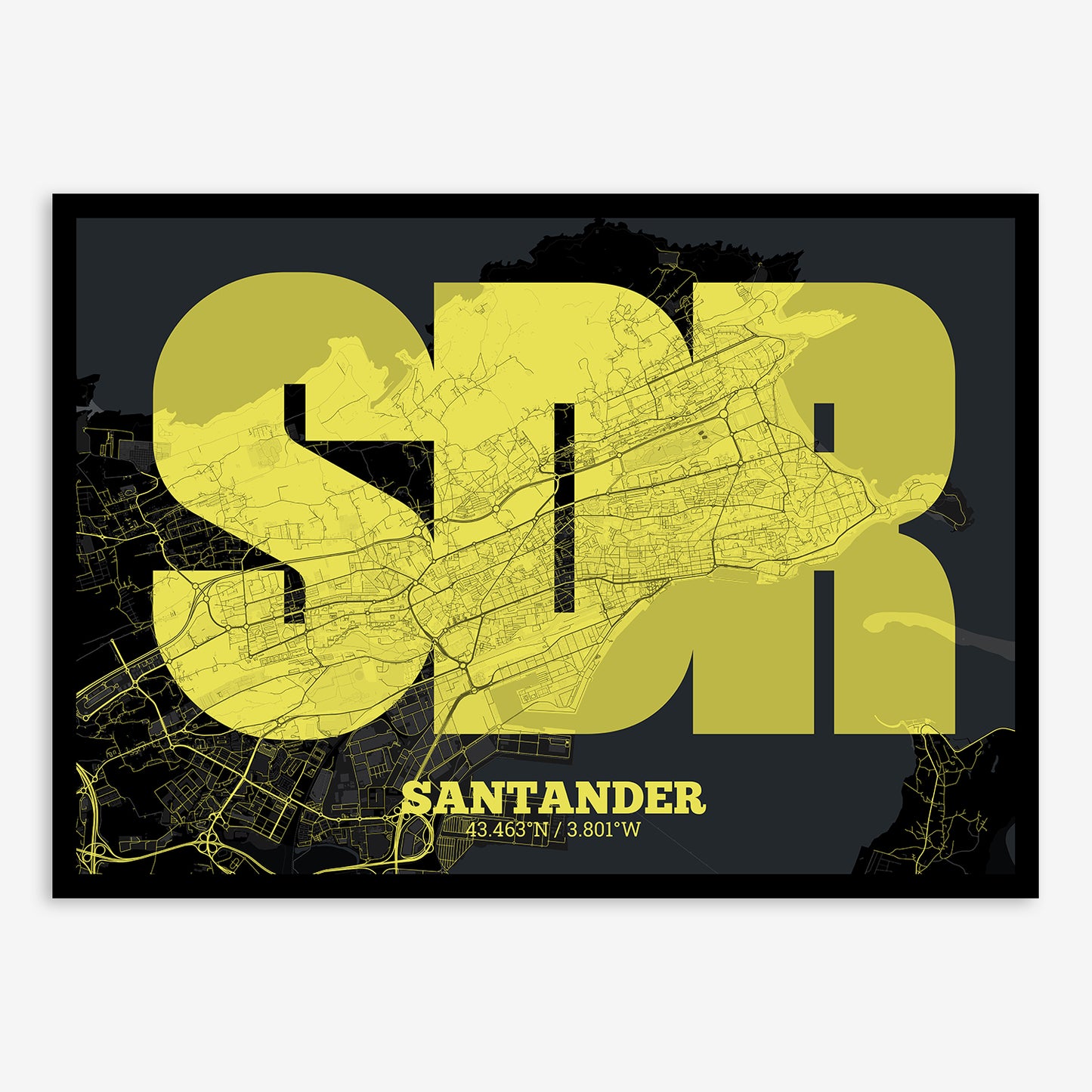 Santander Map V02 Night / Frame / No