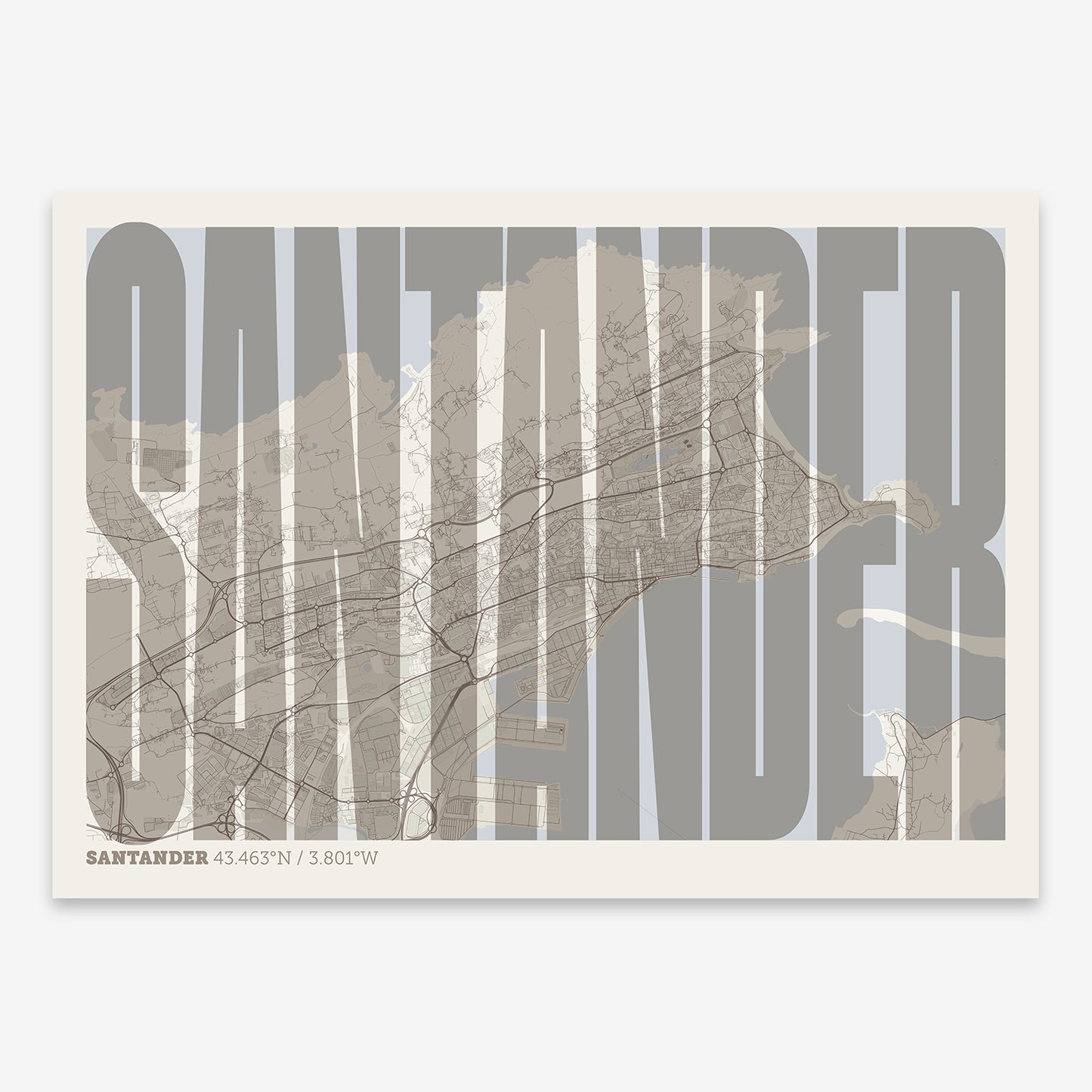 Santander Map V09 Rustic / Frame / Yes