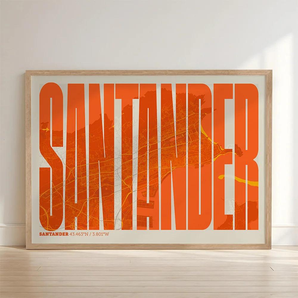 Recuerdo gráfico de Santander – Lámina tipográfica contemporánea