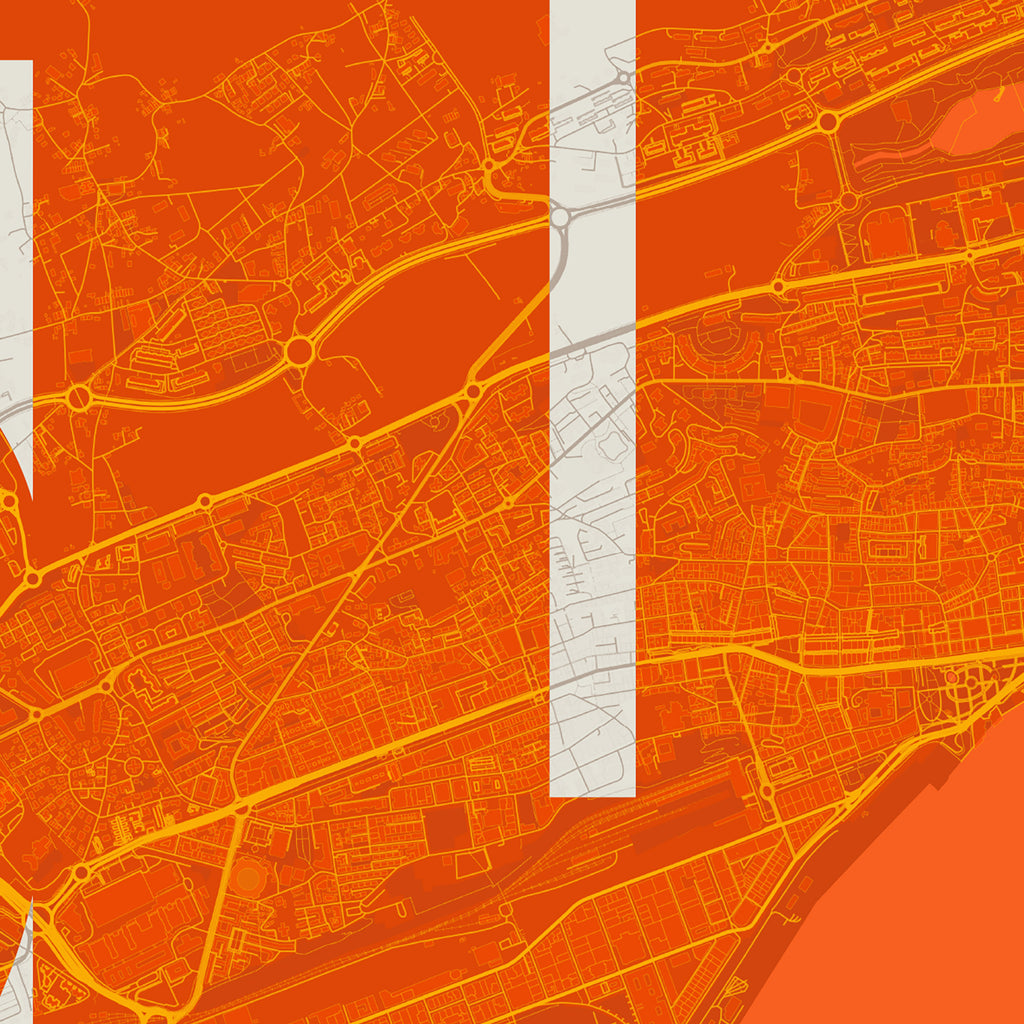 Detalle de la lámina tipográfica de Santander, textura del papel Giclée