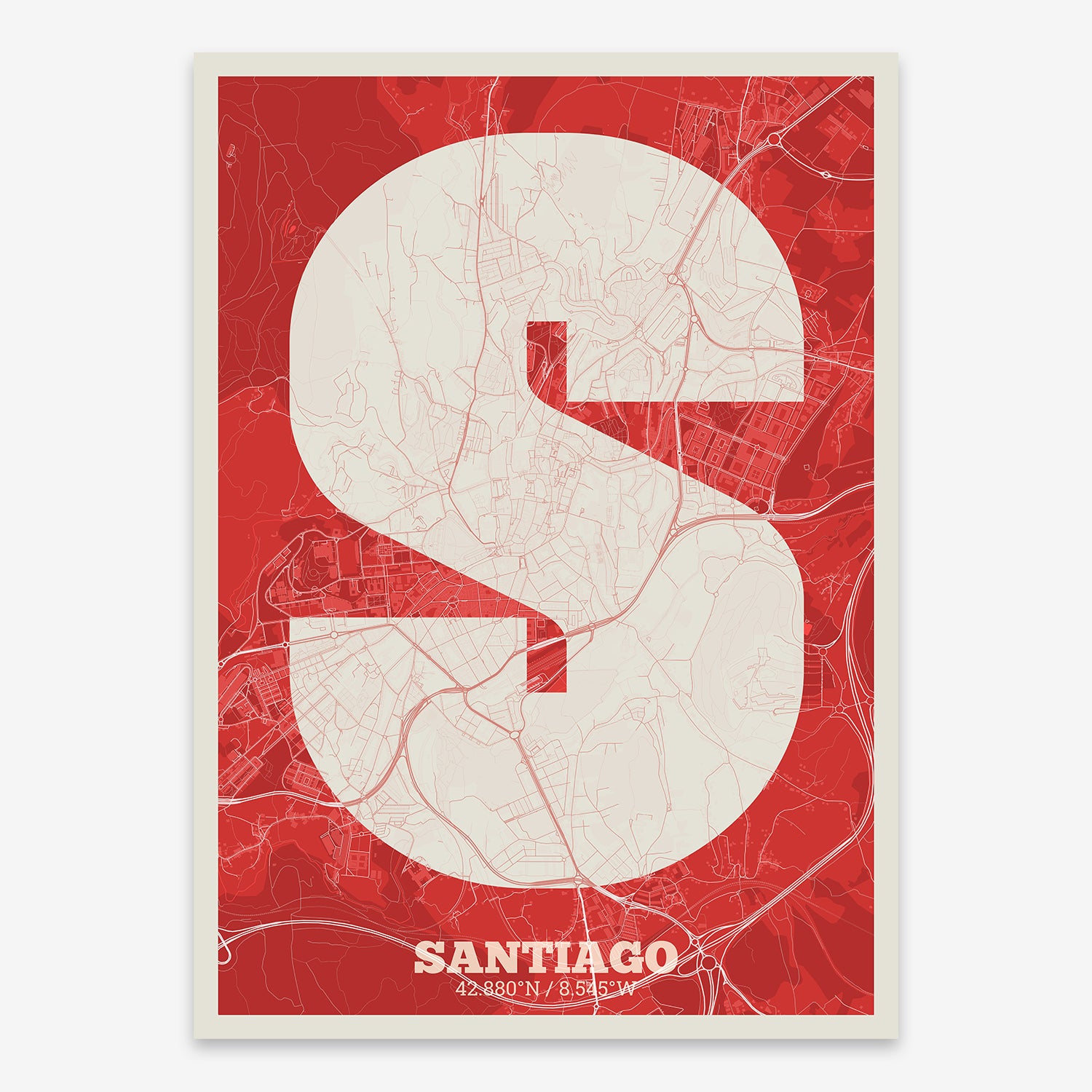 Santiago Map V02 Boho / No Frame / No