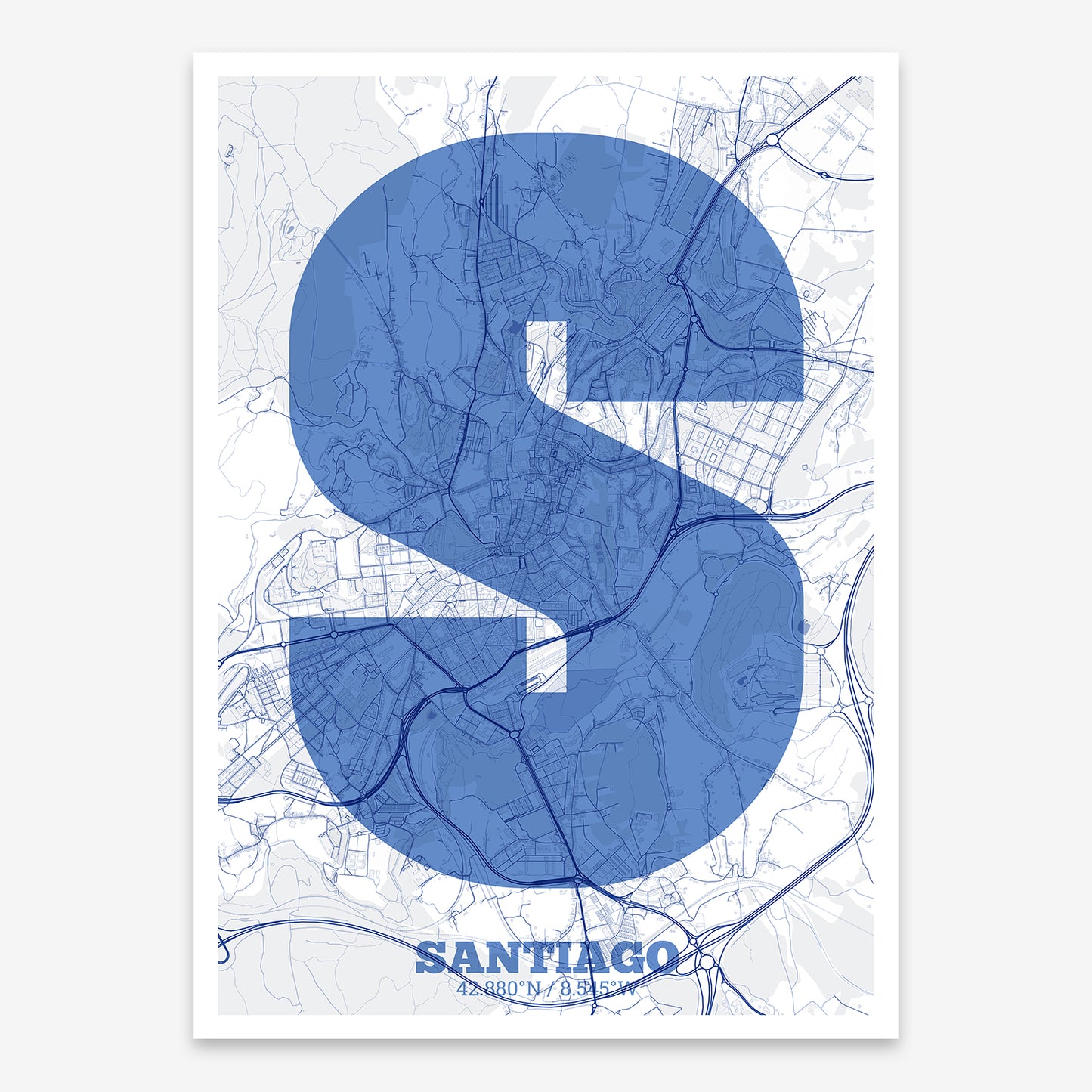 Santiago Map V02 Med / Frame / Yes