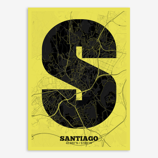 Santiago Map V02 Night / Frame / Yes