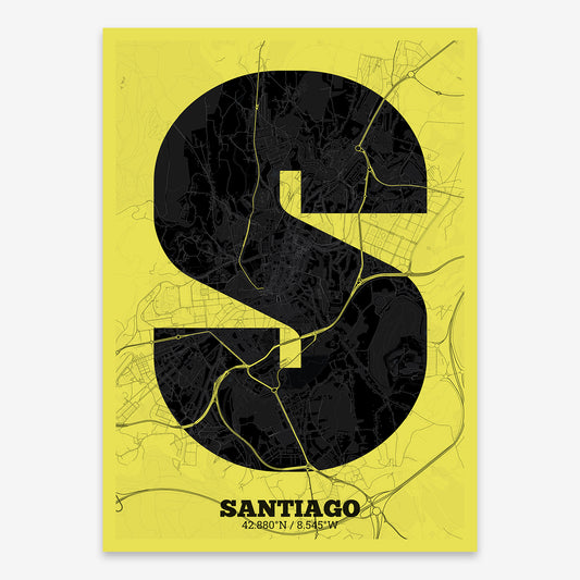 Santiago Map V02 Night / Frame / Yes