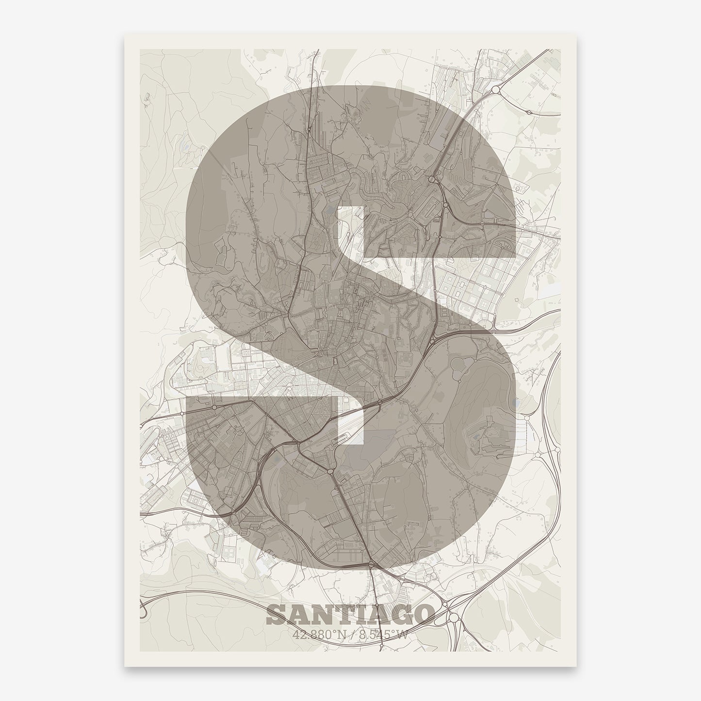 Santiago Map V02 Rustic / No Frame / No