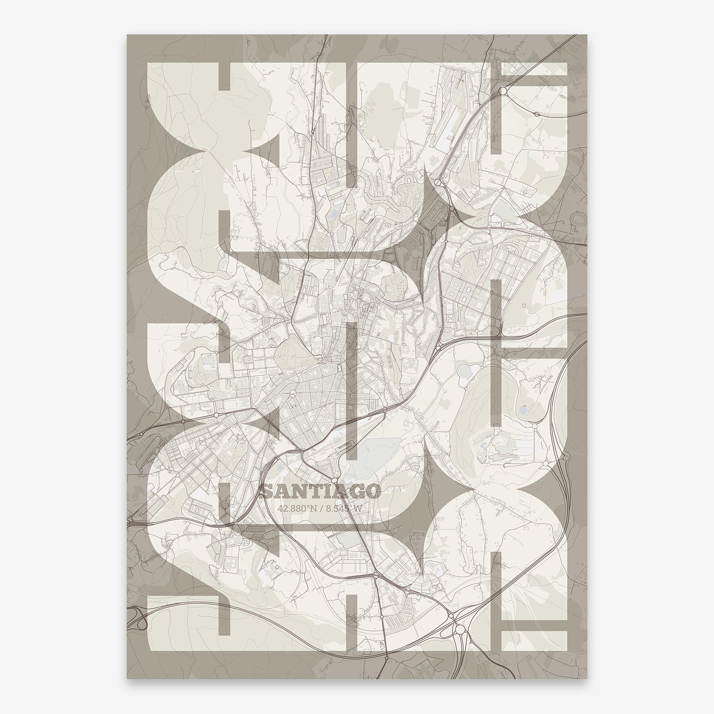 Santiago Map V03 Rustic / Frame / Yes