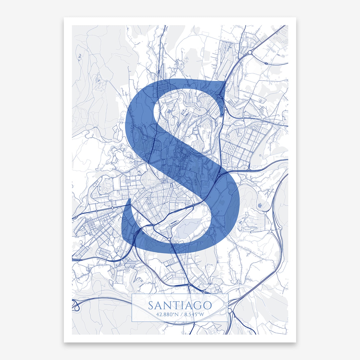 Santiago Map V06 Med / Frame / Yes