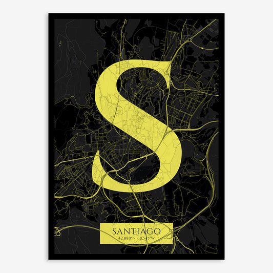 Santiago Map V06 Night / Frame / Yes