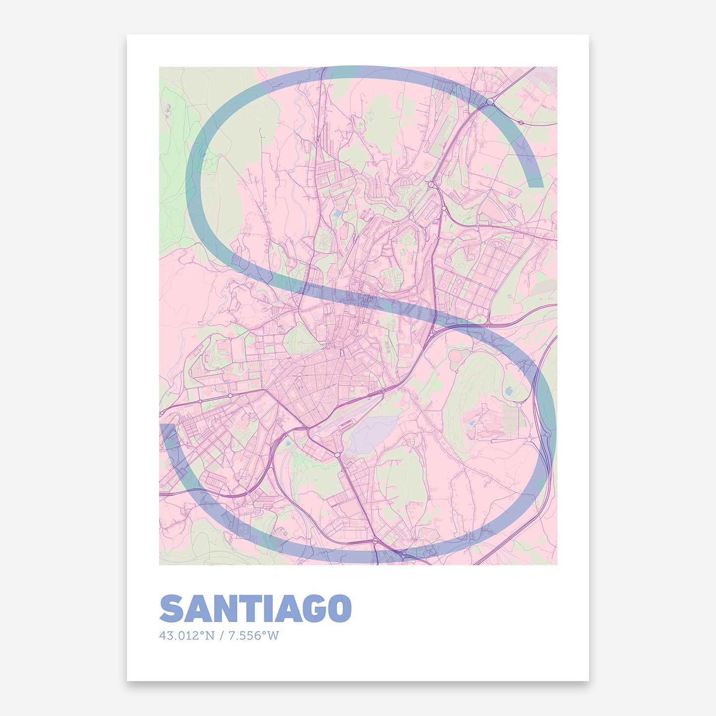 Santiago Map V07 Nursery / No Frame / No