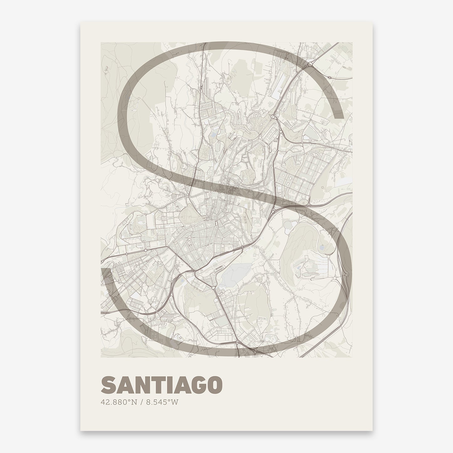 Santiago Map V07 Rustic / No Frame / No