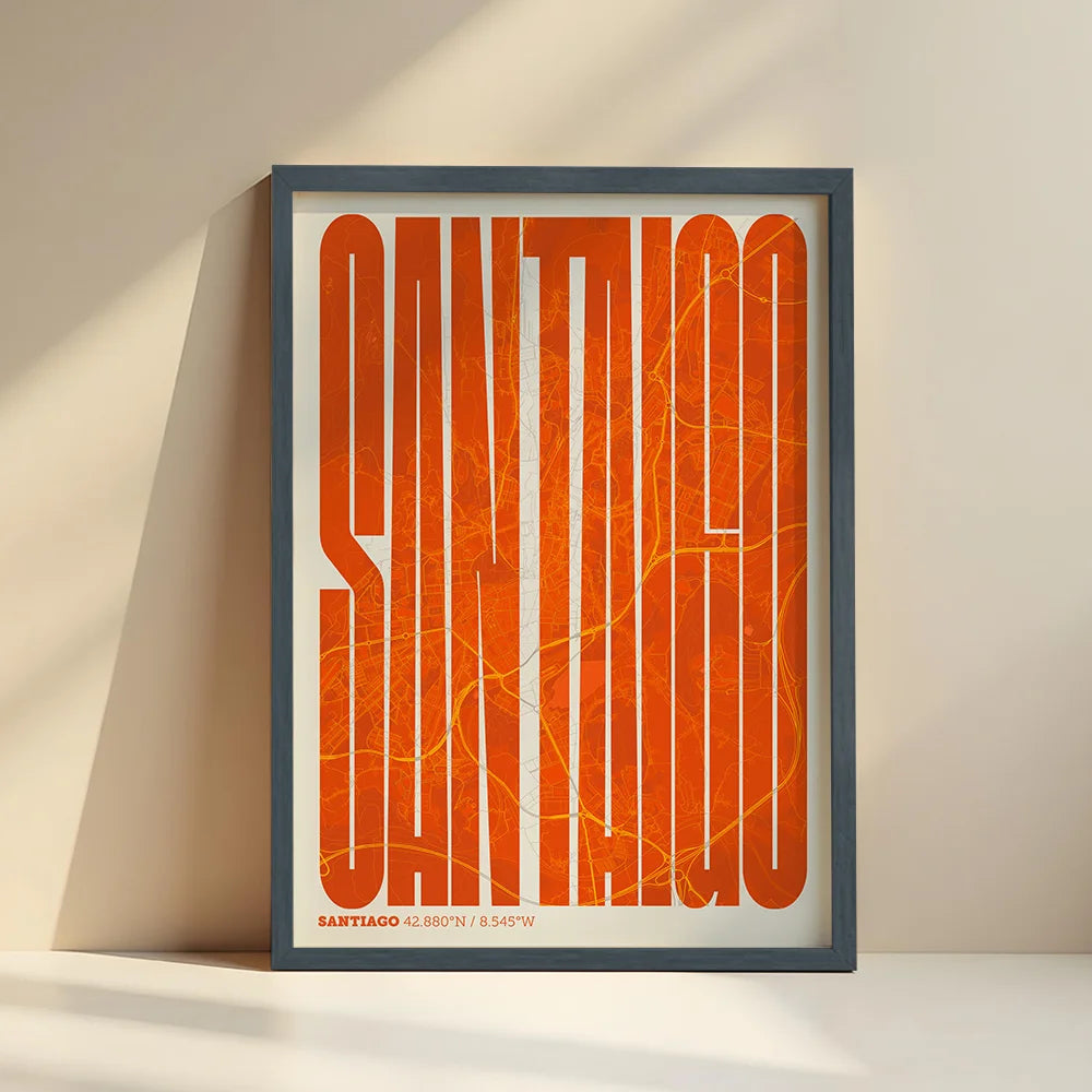 Graphic souvenir of Santiago – Contemporary typographic print