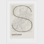 Lámina tipográfica de Santiago de Compostela – diseño Ultrafina, sin marco sobre papel