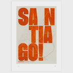 Lámina tipográfica de Santiago de Compostela – diseño Revoltosa, sin marco sobre papel