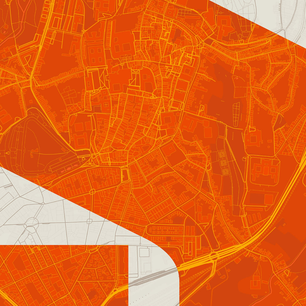Detalle de la lámina tipográfica de Santiago de Compostela, textura del papel Giclée