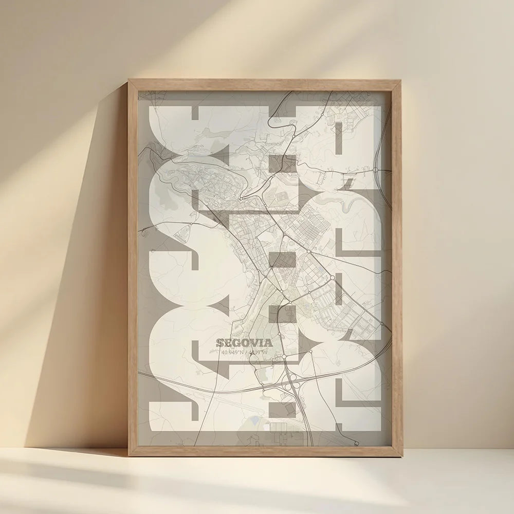 Póster artístico de Segovia con tipografía geométrica - Decoración personalizada