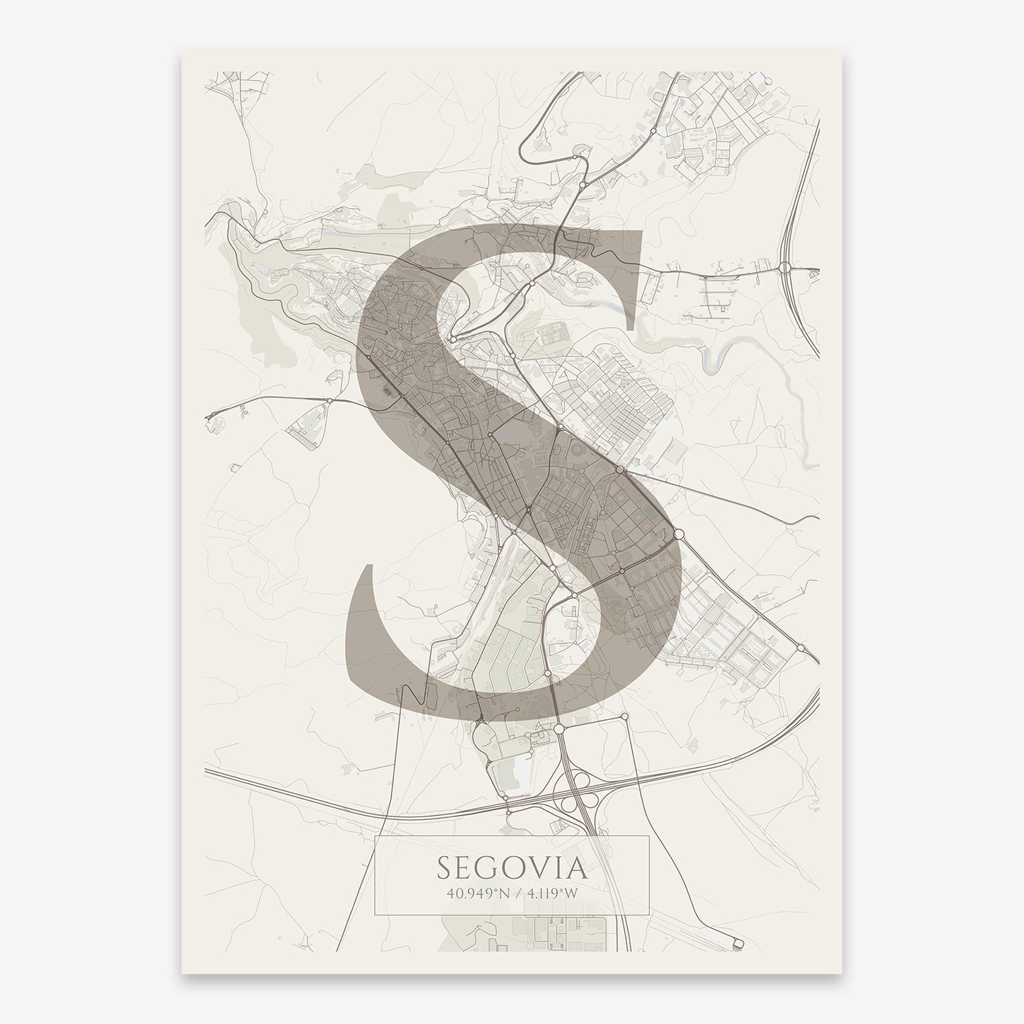 Segovia Map V06 Rustic / No Frame / Yes