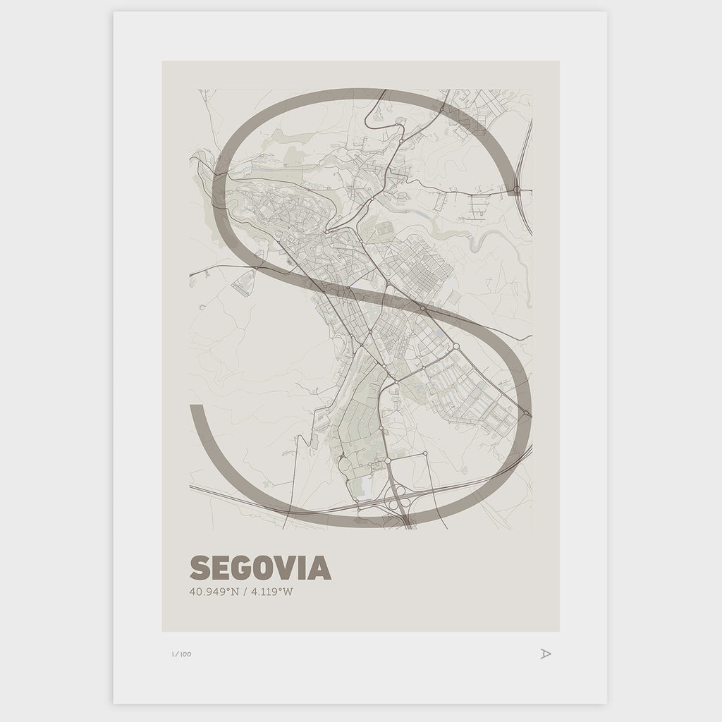 Lámina tipográfica de Segovia – diseño Ultrafina, sin marco sobre papel