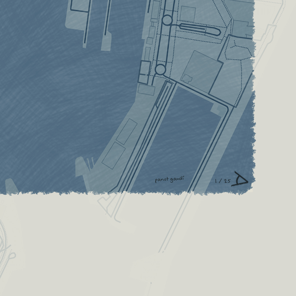 The map of L'Eixample, Barcelona, in Classic design, inspired by chiseled typography with an elegant font that creates a beautiful visual contrast designed in bluish gray and an off-white background