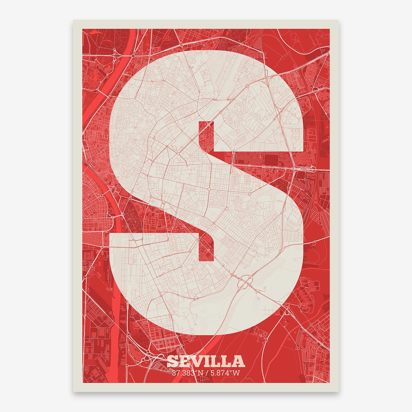 Sevilla Map V02 Boho / No Frame / No